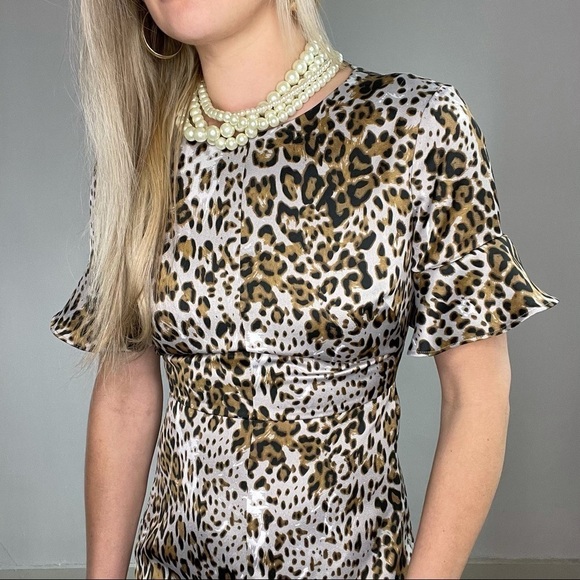 Banana Republic Leopard Print Ruffle Sleeves Dress - Picture 5 of 13